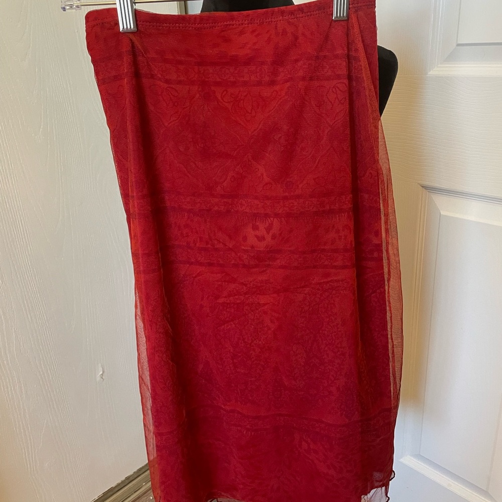 Maria Gabrielle Elegant Red Midi Skirt Size M